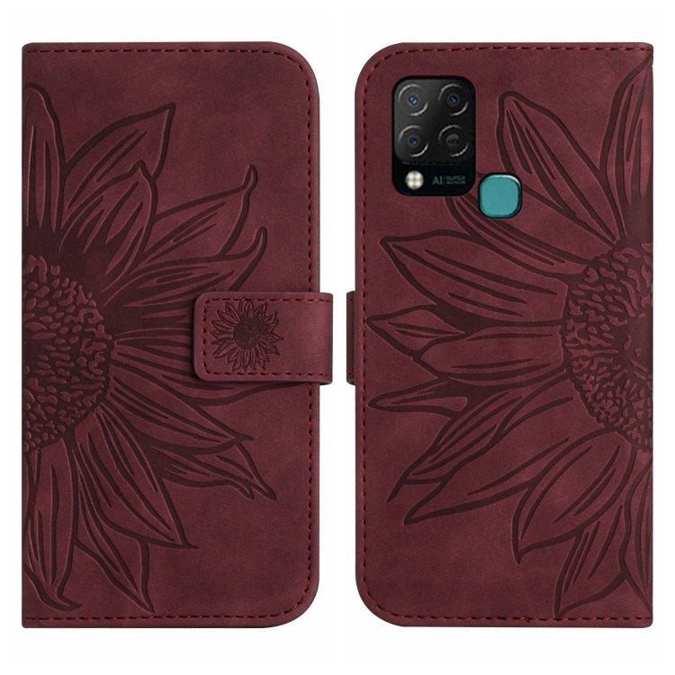 For Infinix Hot 10S / 10S NFC Skin Feel Sun Flower Pattern Flip Leather Phone Case with Lanyard