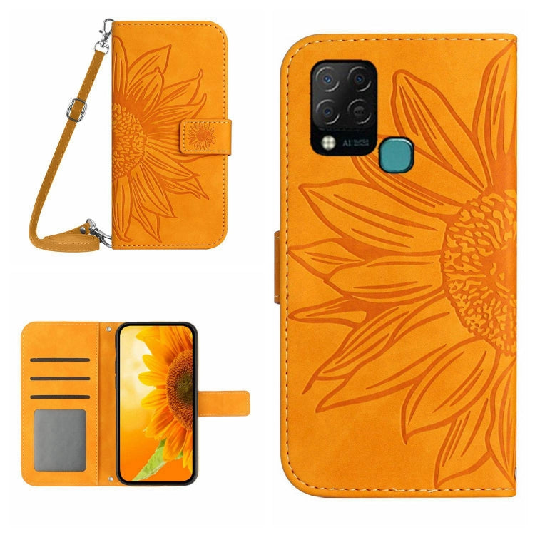 For Infinix Hot 10S / 10S NFC Skin Feel Sun Flower Pattern Flip Leather Phone Case with Lanyard