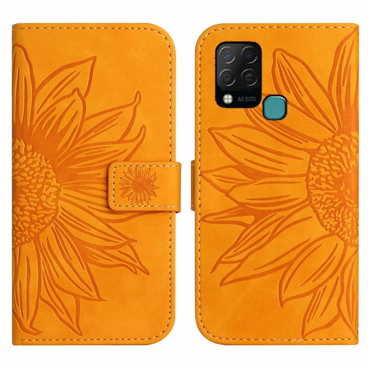 For Infinix Hot 10S / 10S NFC Skin Feel Sun Flower Pattern Flip Leather Phone Case with Lanyard