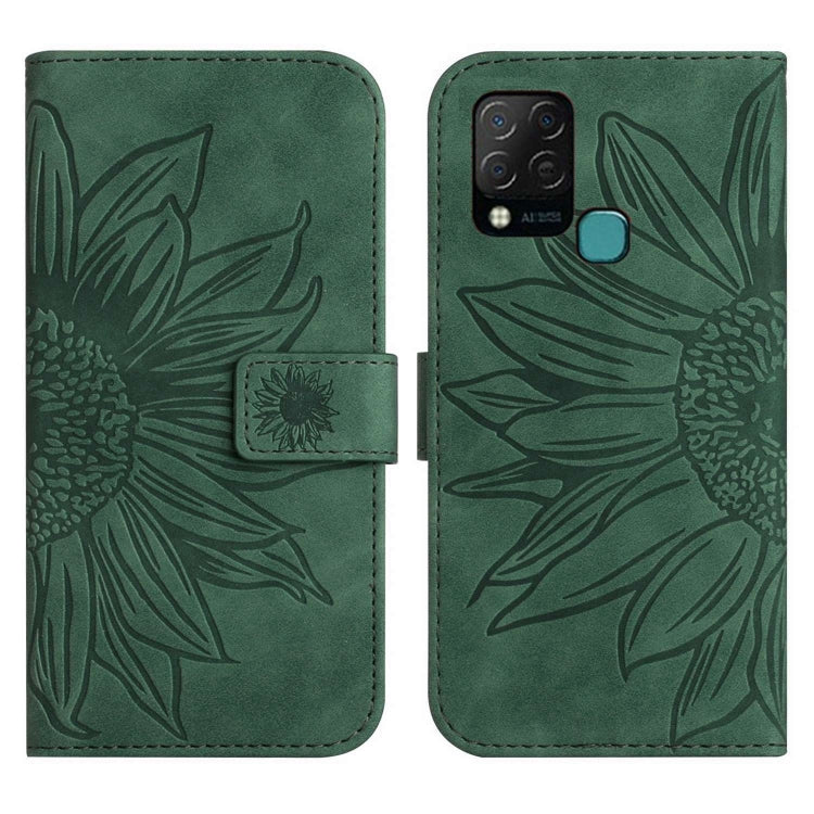 For Infinix Hot 10S / 10S NFC Skin Feel Sun Flower Pattern Flip Leather Phone Case with Lanyard
