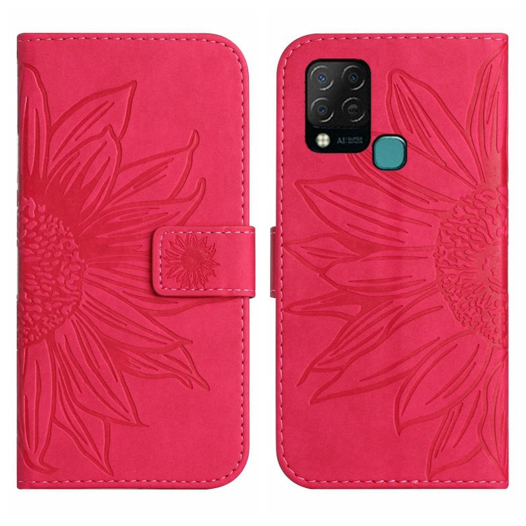 For Infinix Hot 10S / 10S NFC Skin Feel Sun Flower Pattern Flip Leather Phone Case with Lanyard