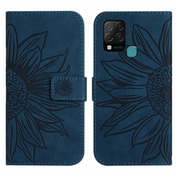 For Infinix Hot 10S / 10S NFC Skin Feel Sun Flower Pattern Flip Leather Phone Case with Lanyard