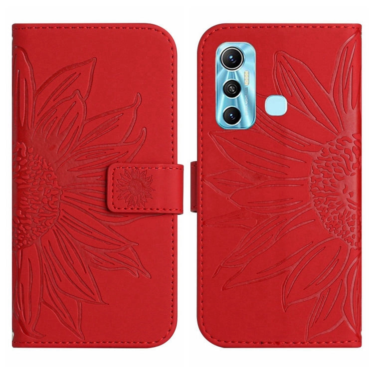 For Infinix Hot 11 Skin Feel Sun Flower Pattern Flip Leather Phone Case with Lanyard