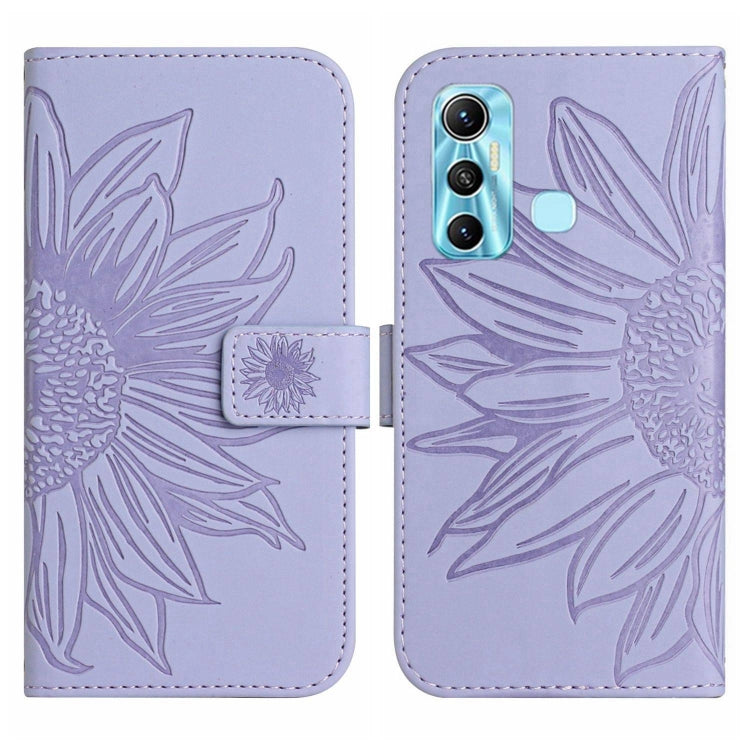 For Infinix Hot 11 Skin Feel Sun Flower Pattern Flip Leather Phone Case with Lanyard