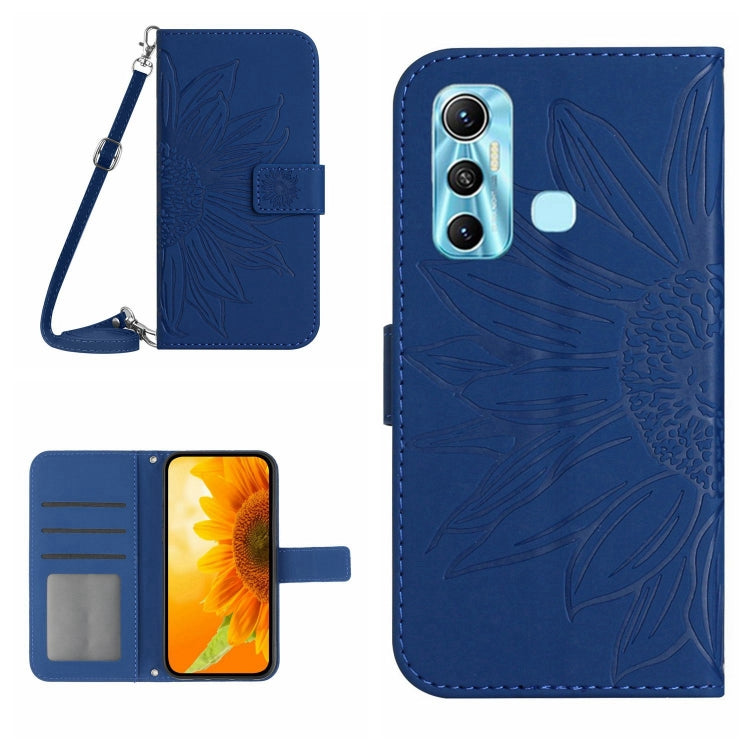 For Infinix Hot 11 Skin Feel Sun Flower Pattern Flip Leather Phone Case with Lanyard