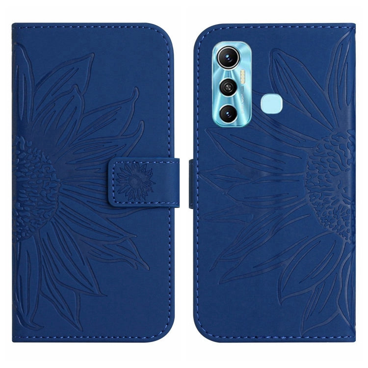 For Infinix Hot 11 Skin Feel Sun Flower Pattern Flip Leather Phone Case with Lanyard