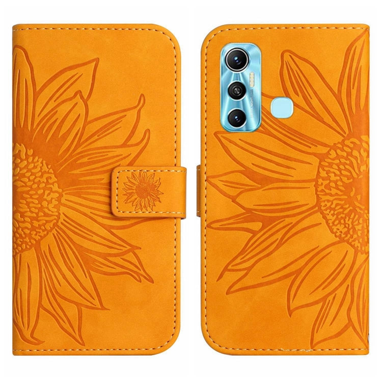 For Infinix Hot 11 Skin Feel Sun Flower Pattern Flip Leather Phone Case with Lanyard