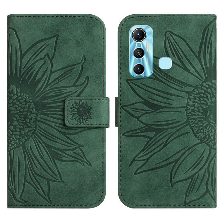 For Infinix Hot 11 Skin Feel Sun Flower Pattern Flip Leather Phone Case with Lanyard