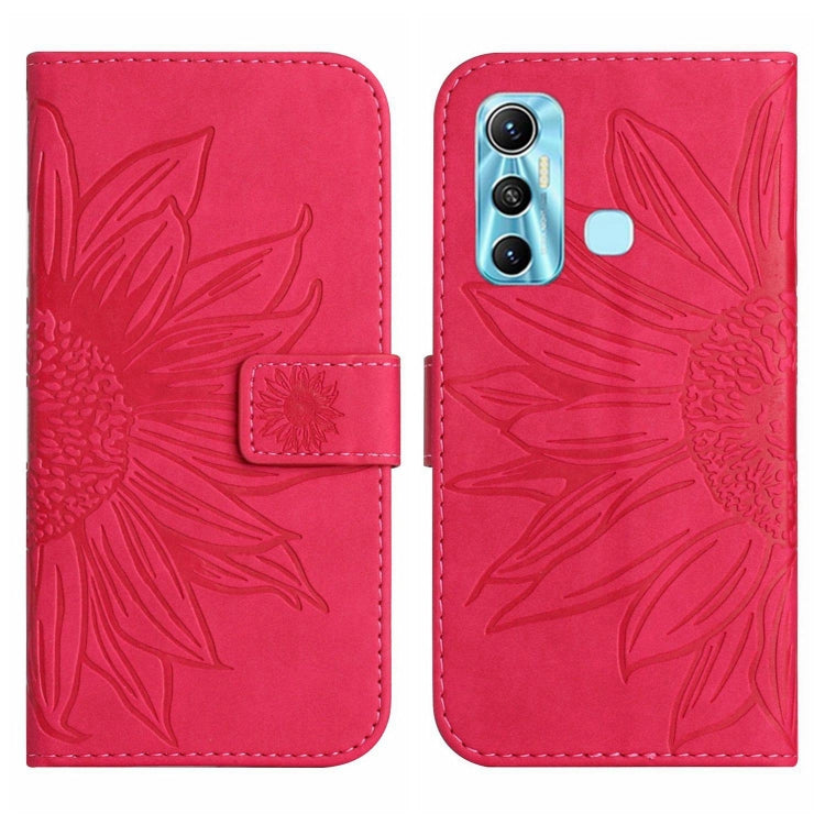 For Infinix Hot 11 Skin Feel Sun Flower Pattern Flip Leather Phone Case with Lanyard