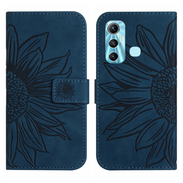 For Infinix Hot 11 Skin Feel Sun Flower Pattern Flip Leather Phone Case with Lanyard