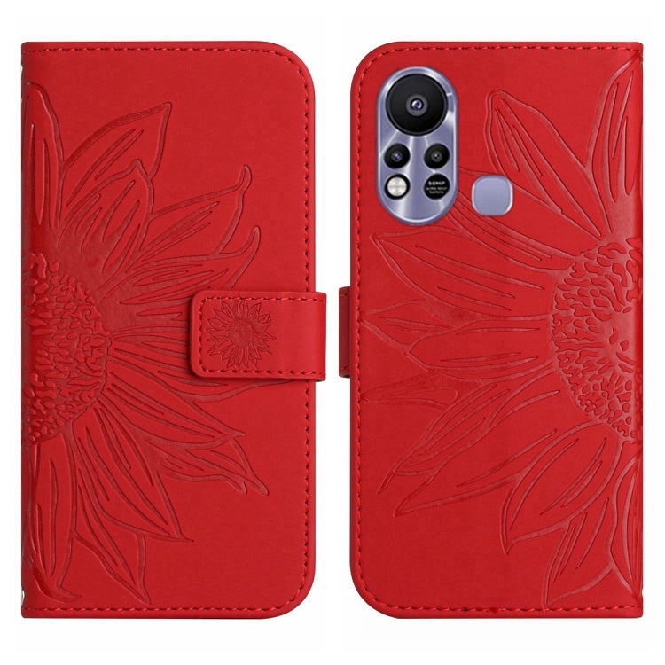 For Infinix Hot 11S Skin Feel Sun Flower Pattern Flip Leather Phone Case with Lanyard