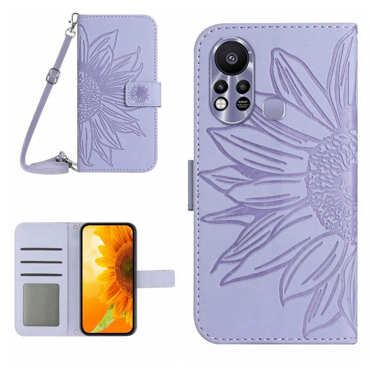 For Infinix Hot 11S Skin Feel Sun Flower Pattern Flip Leather Phone Case with Lanyard