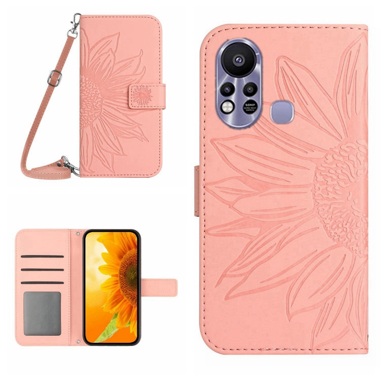 For Infinix Hot 11S Skin Feel Sun Flower Pattern Flip Leather Phone Case with Lanyard