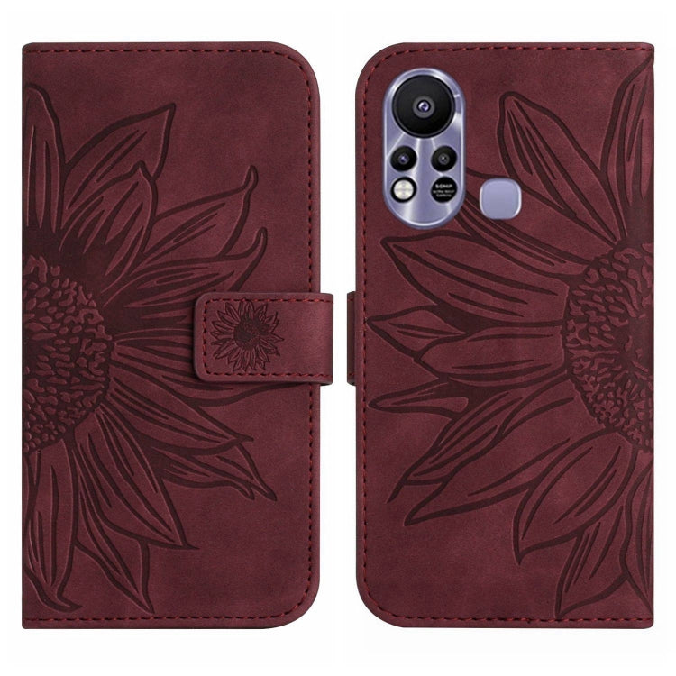 For Infinix Hot 11S Skin Feel Sun Flower Pattern Flip Leather Phone Case with Lanyard