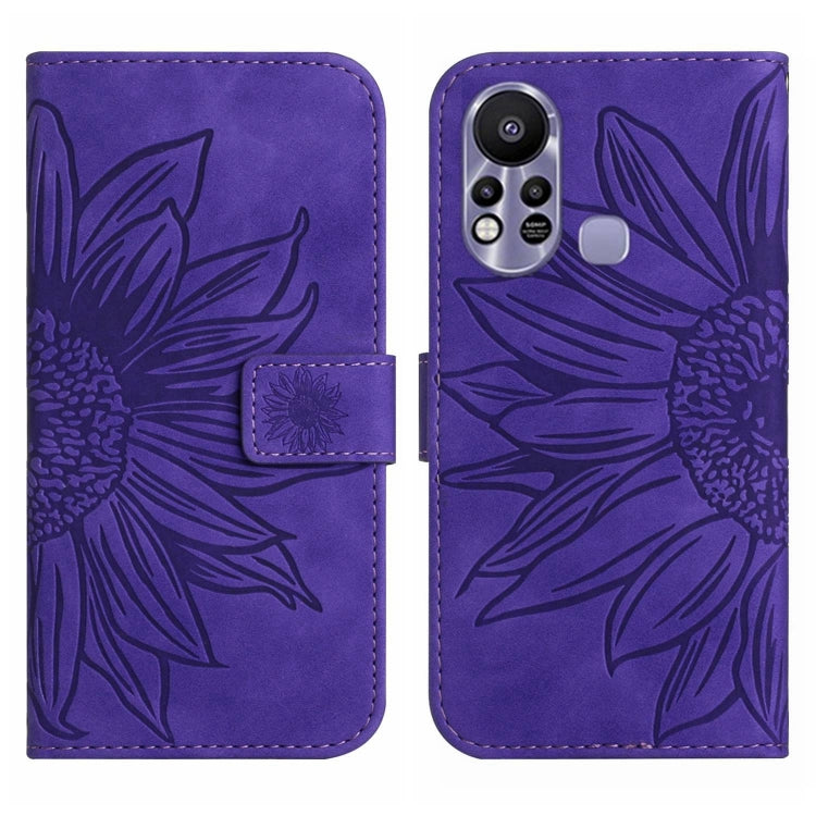 For Infinix Hot 11S Skin Feel Sun Flower Pattern Flip Leather Phone Case with Lanyard