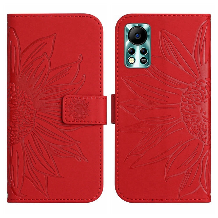 For Infinix Hot 11S NFC Skin Feel Sun Flower Pattern Flip Leather Phone Case with Lanyard