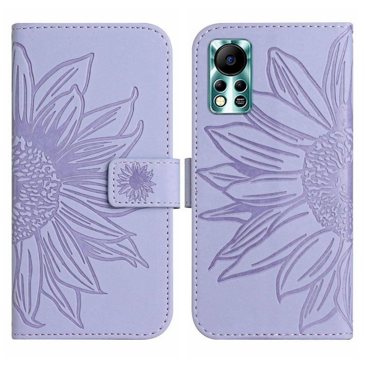 For Infinix Hot 11S NFC Skin Feel Sun Flower Pattern Flip Leather Phone Case with Lanyard