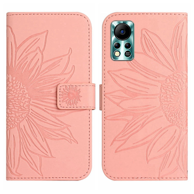 For Infinix Hot 11S NFC Skin Feel Sun Flower Pattern Flip Leather Phone Case with Lanyard