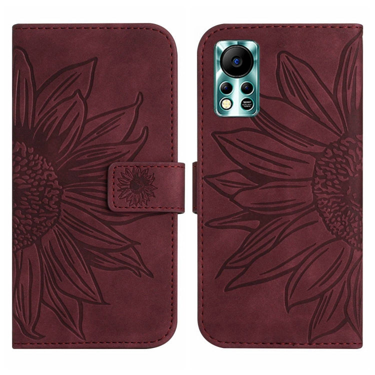 For Infinix Hot 11S NFC Skin Feel Sun Flower Pattern Flip Leather Phone Case with Lanyard