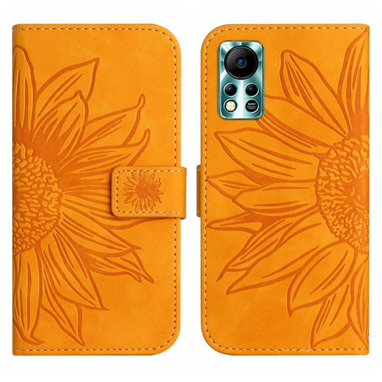 For Infinix Hot 11S NFC Skin Feel Sun Flower Pattern Flip Leather Phone Case with Lanyard