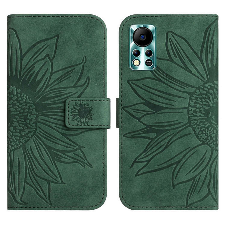 For Infinix Hot 11S NFC Skin Feel Sun Flower Pattern Flip Leather Phone Case with Lanyard