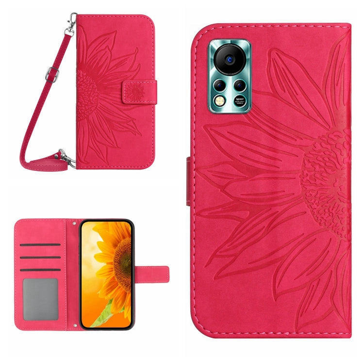 For Infinix Hot 11S NFC Skin Feel Sun Flower Pattern Flip Leather Phone Case with Lanyard