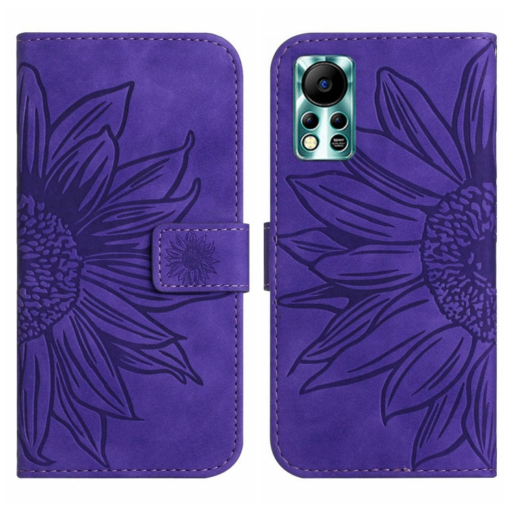For Infinix Hot 11S NFC Skin Feel Sun Flower Pattern Flip Leather Phone Case with Lanyard