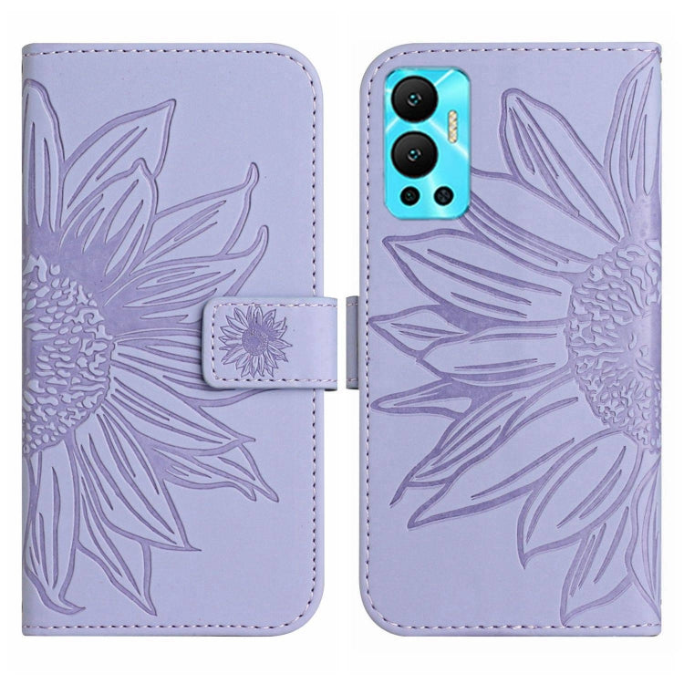 For Infinix Hot 12 Skin Feel Sun Flower Pattern Flip Leather Phone Case with Lanyard