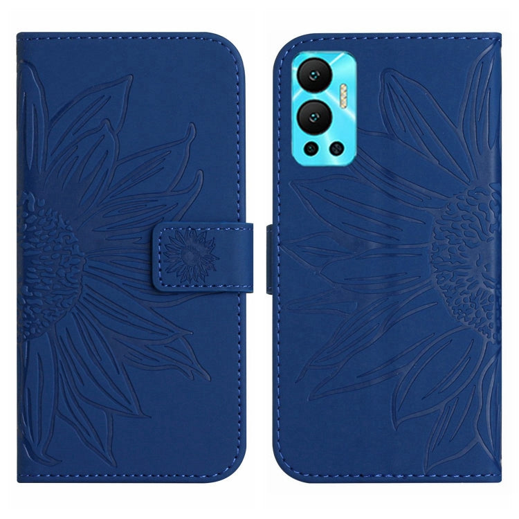 For Infinix Hot 12 Skin Feel Sun Flower Pattern Flip Leather Phone Case with Lanyard