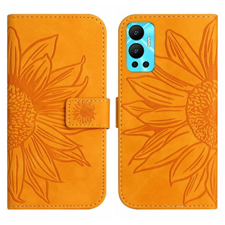 For Infinix Hot 12 Skin Feel Sun Flower Pattern Flip Leather Phone Case with Lanyard