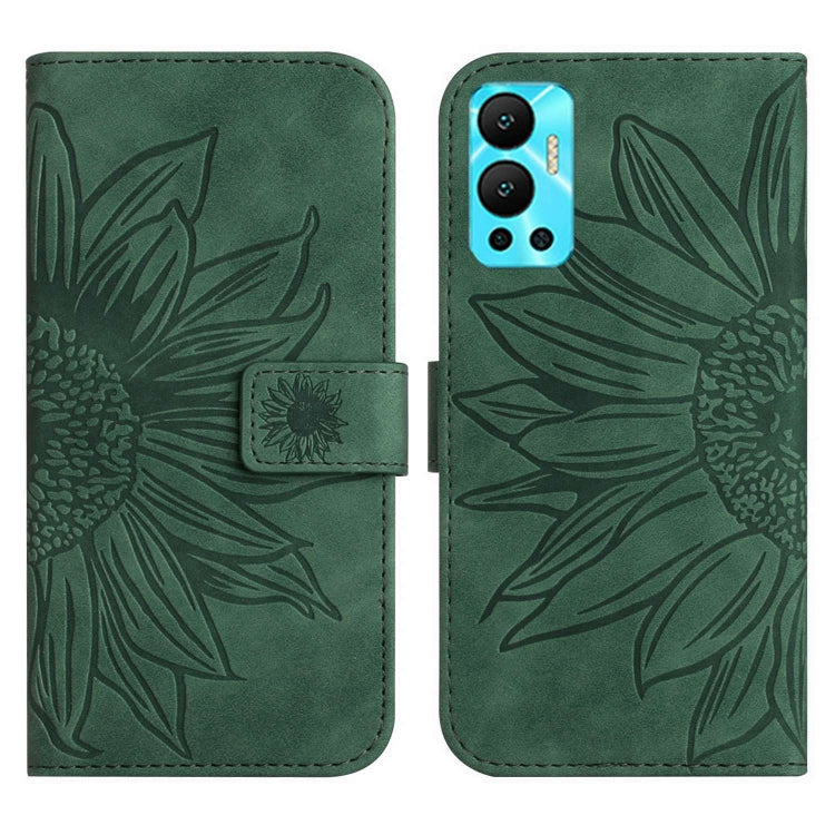 For Infinix Hot 12 Skin Feel Sun Flower Pattern Flip Leather Phone Case with Lanyard