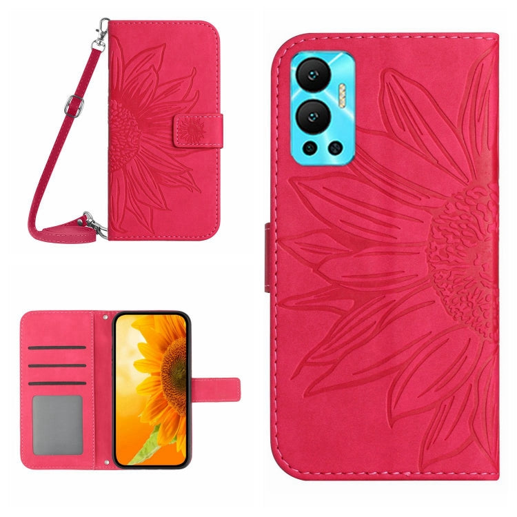 For Infinix Hot 12 Skin Feel Sun Flower Pattern Flip Leather Phone Case with Lanyard