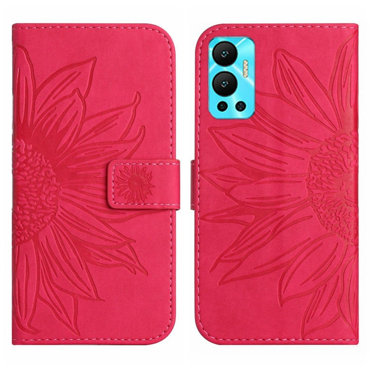 For Infinix Hot 12 Skin Feel Sun Flower Pattern Flip Leather Phone Case with Lanyard