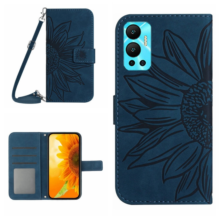 For Infinix Hot 12 Skin Feel Sun Flower Pattern Flip Leather Phone Case with Lanyard