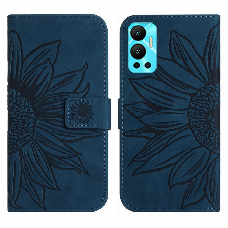 For Infinix Hot 12 Skin Feel Sun Flower Pattern Flip Leather Phone Case with Lanyard