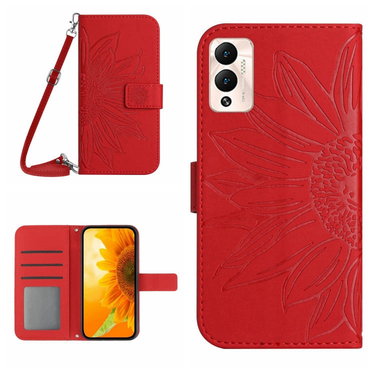 For Infinix Hot 12 Play Skin Feel Sun Flower Pattern Flip Leather Phone Case with Lanyard