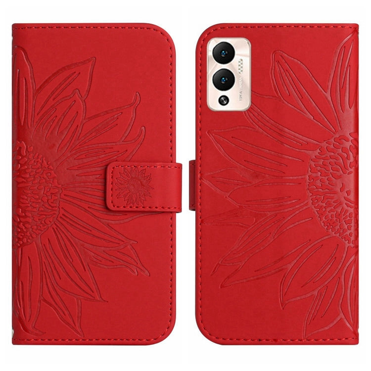 For Infinix Hot 12 Play Skin Feel Sun Flower Pattern Flip Leather Phone Case with Lanyard