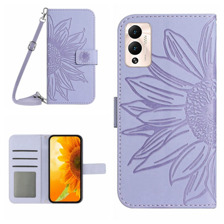 For Infinix Hot 12 Play Skin Feel Sun Flower Pattern Flip Leather Phone Case with Lanyard