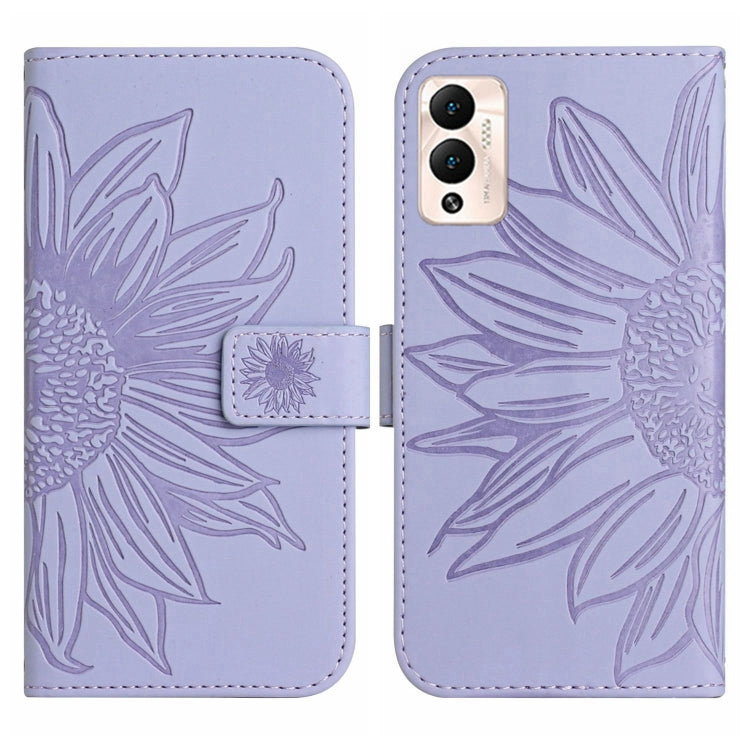 For Infinix Hot 12 Play Skin Feel Sun Flower Pattern Flip Leather Phone Case with Lanyard