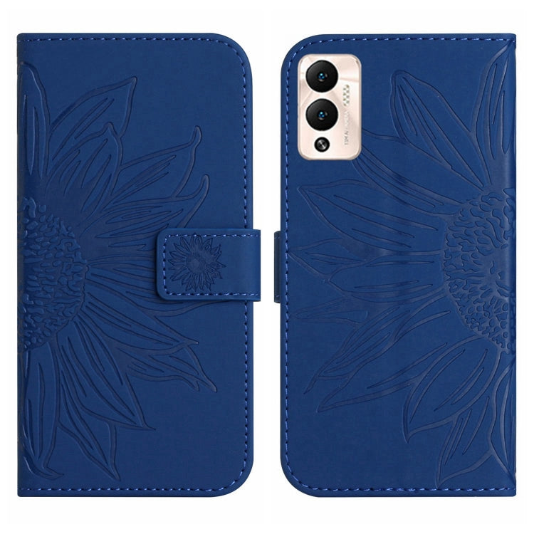 For Infinix Hot 12 Play Skin Feel Sun Flower Pattern Flip Leather Phone Case with Lanyard
