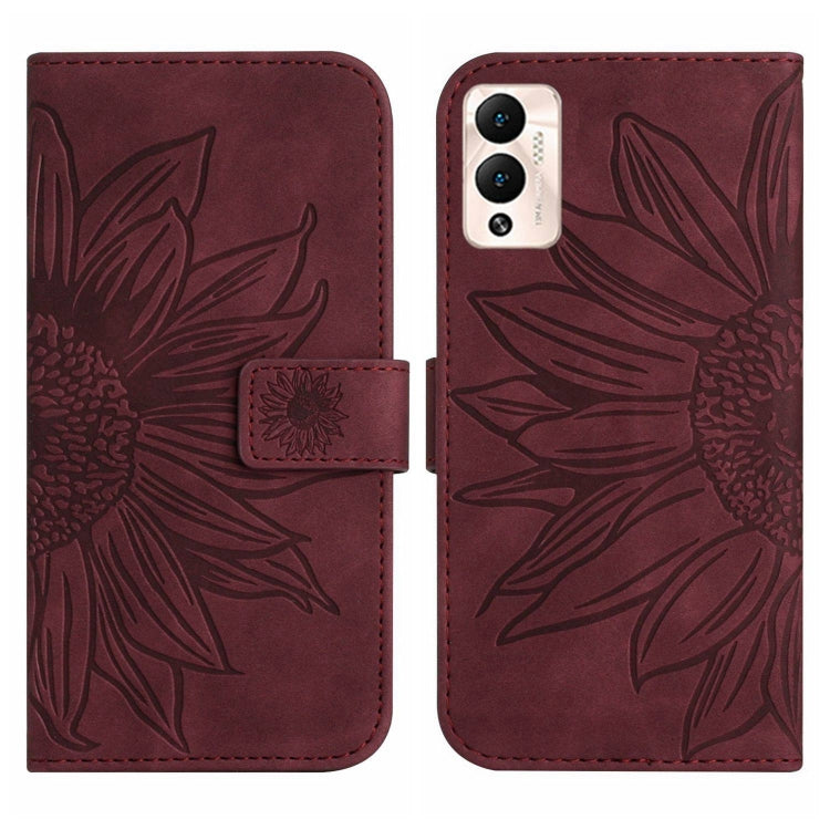 For Infinix Hot 12 Play Skin Feel Sun Flower Pattern Flip Leather Phone Case with Lanyard