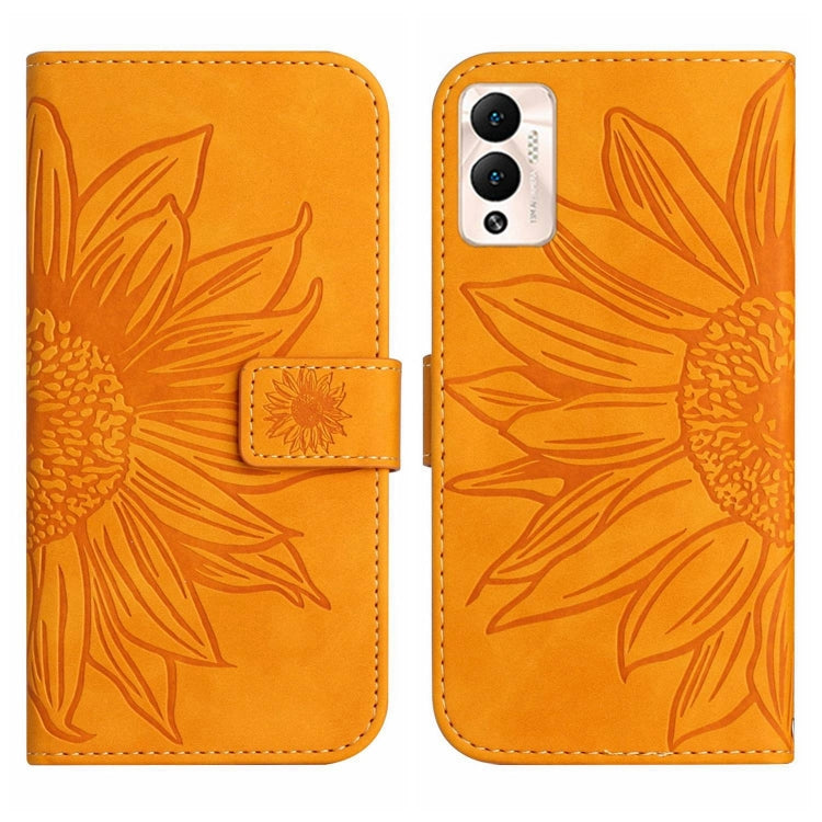 For Infinix Hot 12 Play Skin Feel Sun Flower Pattern Flip Leather Phone Case with Lanyard