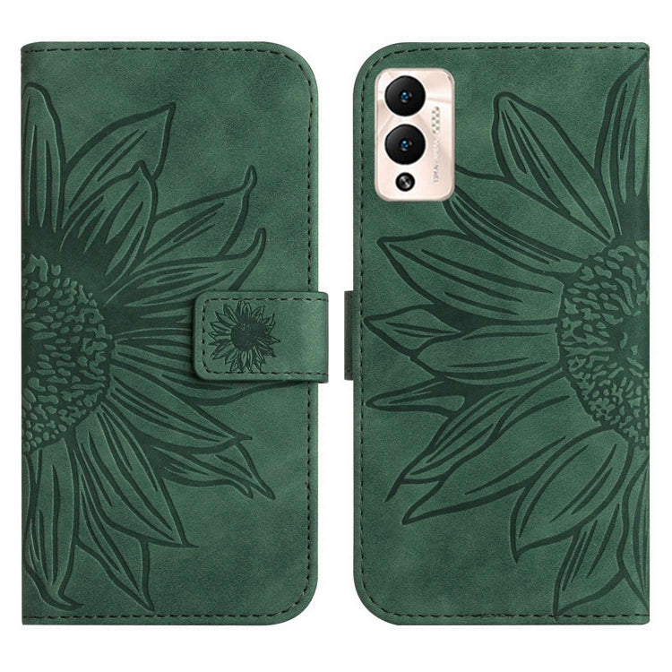 For Infinix Hot 12 Play Skin Feel Sun Flower Pattern Flip Leather Phone Case with Lanyard
