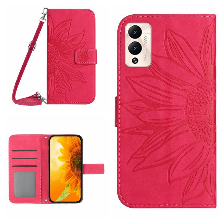 For Infinix Hot 12 Play Skin Feel Sun Flower Pattern Flip Leather Phone Case with Lanyard