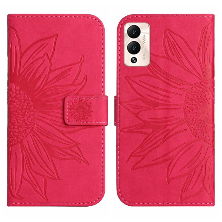 For Infinix Hot 12 Play Skin Feel Sun Flower Pattern Flip Leather Phone Case with Lanyard
