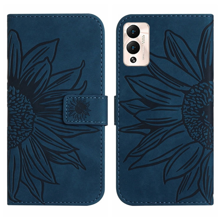 For Infinix Hot 12 Play Skin Feel Sun Flower Pattern Flip Leather Phone Case with Lanyard