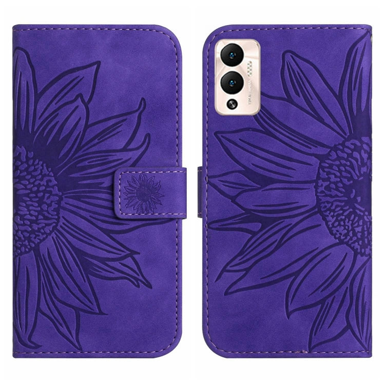 For Infinix Hot 12 Play Skin Feel Sun Flower Pattern Flip Leather Phone Case with Lanyard