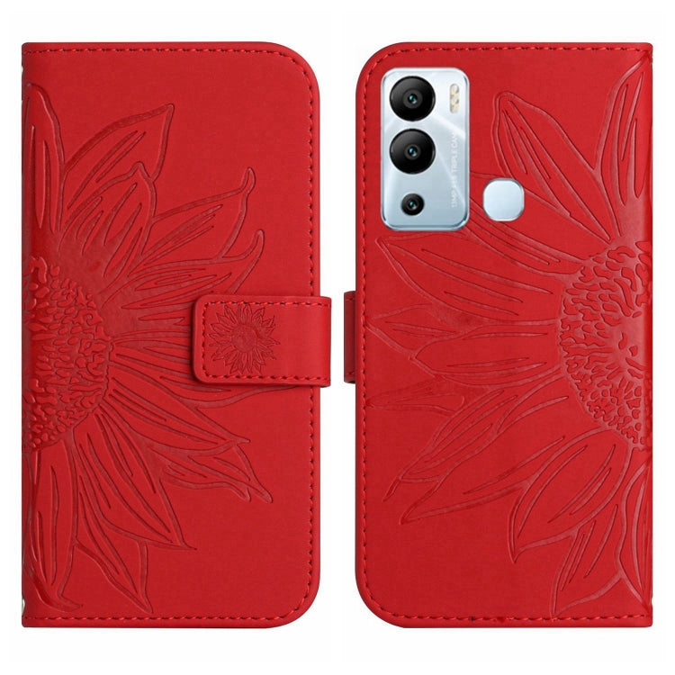 For Infinix Hot 12i Skin Feel Sun Flower Pattern Flip Leather Phone Case with Lanyard