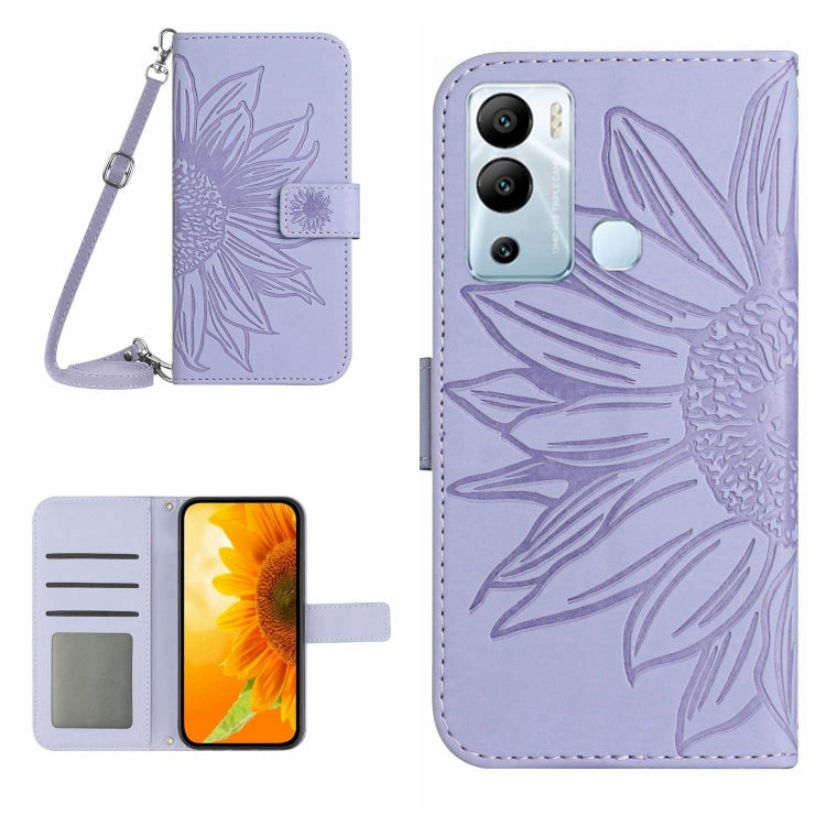 For Infinix Hot 12i Skin Feel Sun Flower Pattern Flip Leather Phone Case with Lanyard