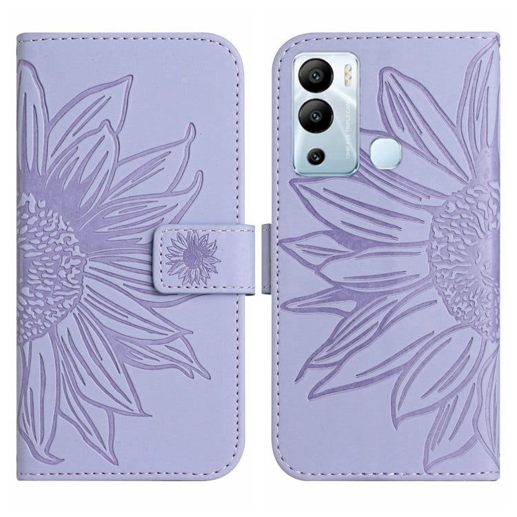 For Infinix Hot 12i Skin Feel Sun Flower Pattern Flip Leather Phone Case with Lanyard